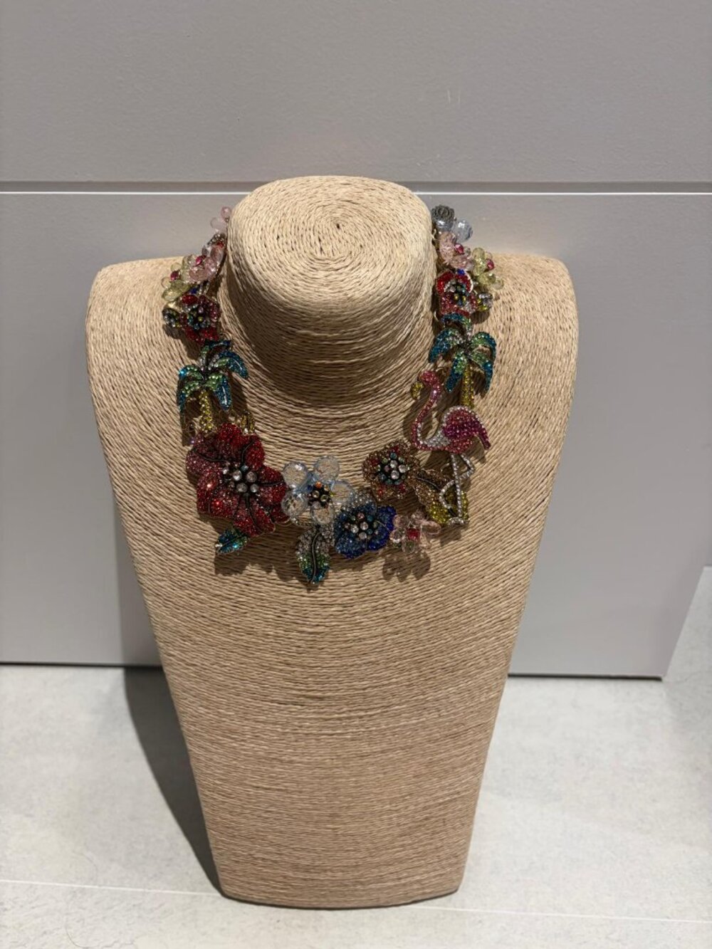 Zara Flora and Fauna Multicolor Pave Crystal Bib Necklace